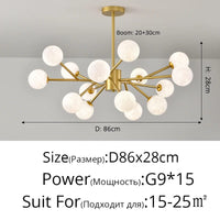 Lustre LED Moderne Qiyimei avec 12/15 Lumières pour Intérieur | Marco Lucetti