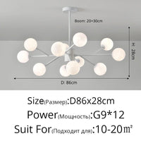 Lustre LED Moderne Qiyimei avec 12/15 Lumières pour Intérieur | Marco Lucetti