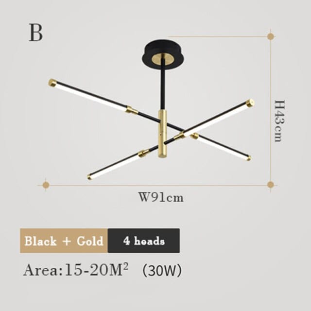 Lustre LED Moderne Rectangulaire Wayna. | Marco Lucetti B - Noir - 4 lampes / Télécommande - Changeable