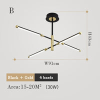 Lustre LED Moderne Rectangulaire Wayna. | Marco Lucetti B - Noir - 4 lampes / Télécommande - Changeable