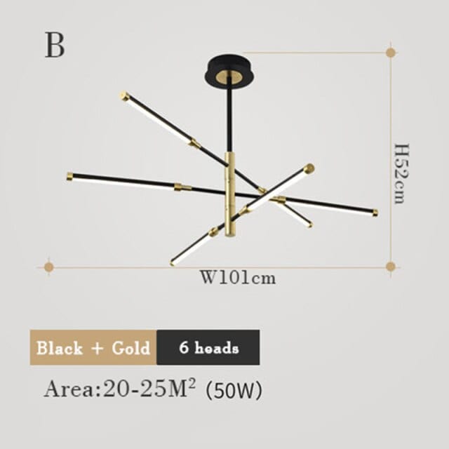 Lustre LED Moderne Rectangulaire Wayna. | Marco Lucetti B - Noir - 6 lampes / Télécommande - Changeable