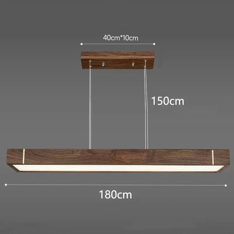 Lustre LED Modernes Design Bois Foncé - Décoration Intérieure | Marco Lucetti Longueur 180cm / Blanc chaud