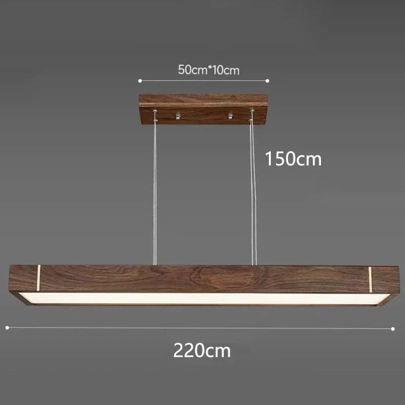 Lustre LED Modernes Design Bois Foncé - Décoration Intérieure | Marco Lucetti Longueur 220cm / Blanc chaud