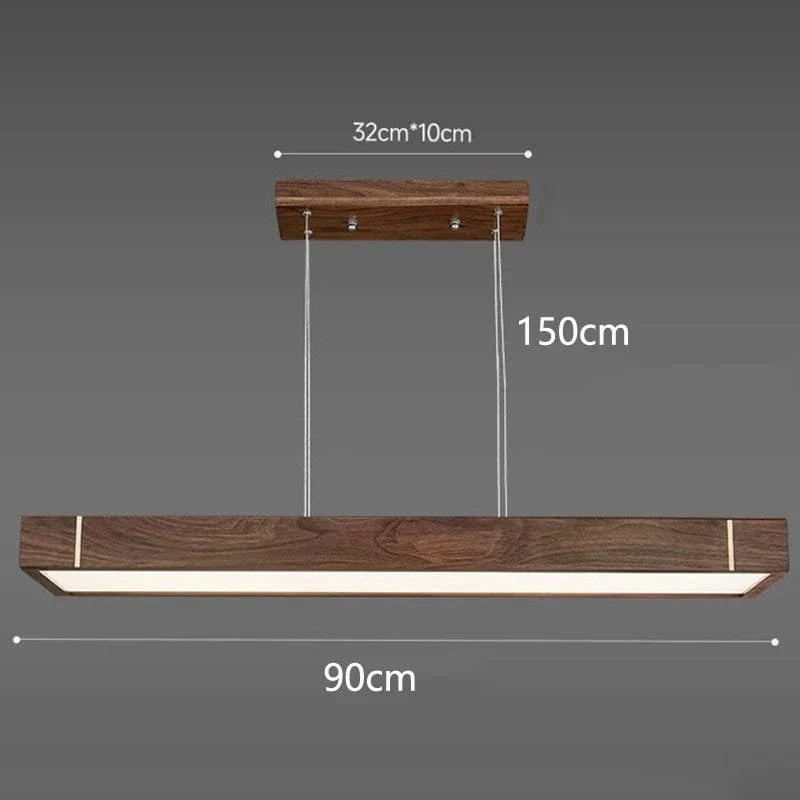 Lustre LED Modernes Design Bois Foncé - Décoration Intérieure | Marco Lucetti Longueur 90cm / Blanc chaud