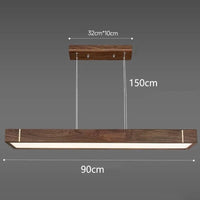 Lustre LED Modernes Design Bois Foncé - Décoration Intérieure | Marco Lucetti Longueur 90cm / Blanc chaud