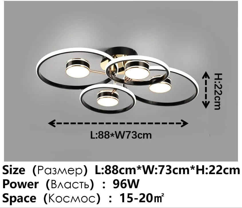 Lustre LED multicolore pour éclairer votre intérieur | Marco Lucetti Type A 88 cm 4 têtes / 3 couleurs (pas de télécommande