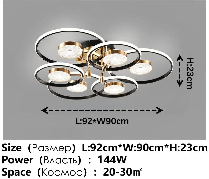 Lustre LED multicolore pour éclairer votre intérieur | Marco Lucetti Type B 92 cm 6 têtes / 3 couleurs (pas de télécommande