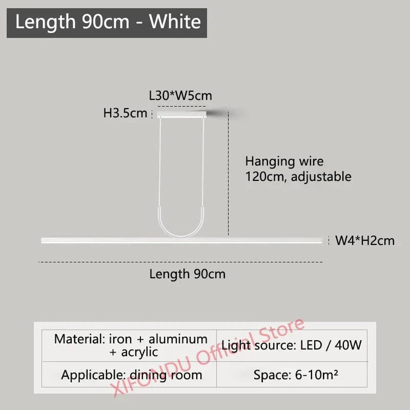Lustre LED Noir/Blanc Tube Élégant | Marco Lucetti L90cm - Blanc / Lumière neutre