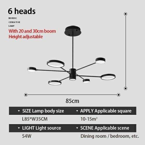 Lustre LED Noir Creative | Marco Lucetti 6 lampes / Froide