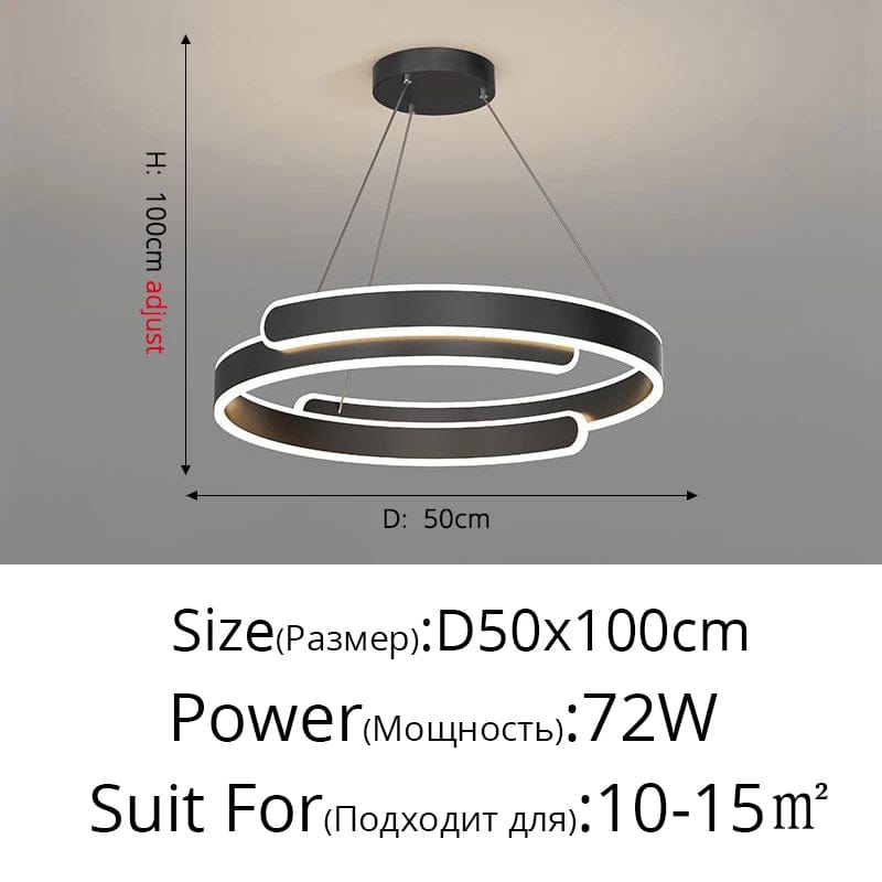 Lustre LED Noir et Blanc Moderne pour Salon, Salle à Manger et Cuisine - Éclairage Intérieur Décoratif | Marco Lucetti