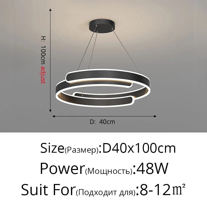 Lustre LED Noir et Blanc Moderne pour Salon, Salle à Manger et Cuisine - Éclairage Intérieur Décoratif | Marco Lucetti