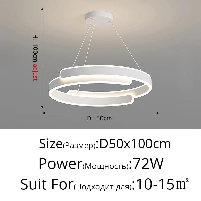 Lustre LED Noir et Blanc Moderne pour Salon, Salle à Manger et Cuisine - Éclairage Intérieur Décoratif | Marco Lucetti