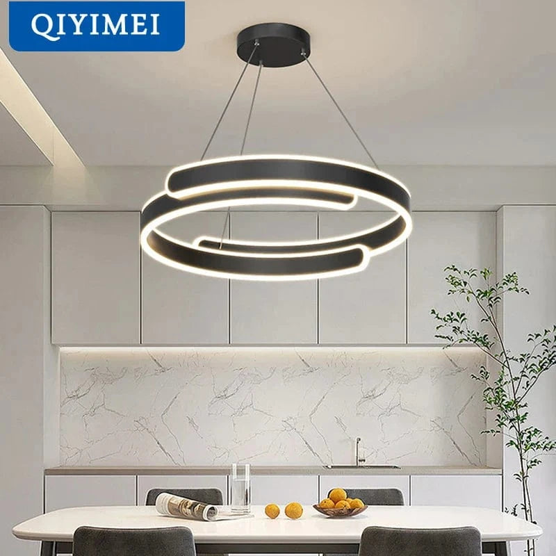 Lustre LED Noir et Blanc Moderne pour Salon, Salle à Manger et Cuisine - Éclairage Intérieur Décoratif | Marco Lucetti
