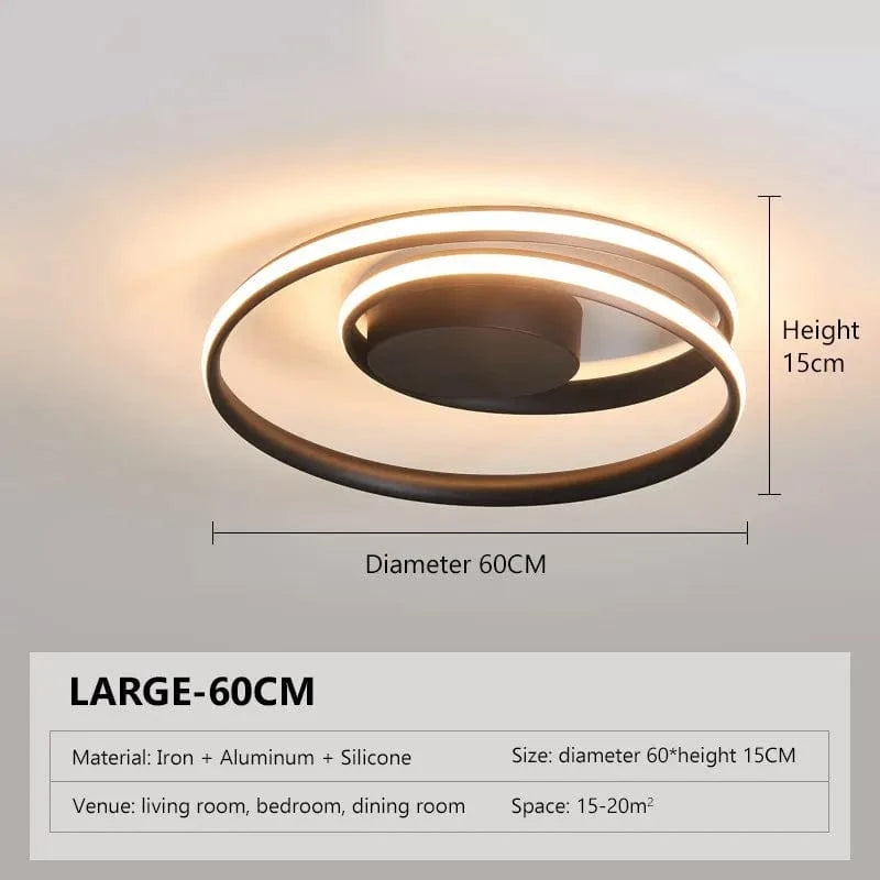 Lustre LED Noir et Blanc - Montage en Surface | Marco Lucetti Noir-60CM / Lumière froide