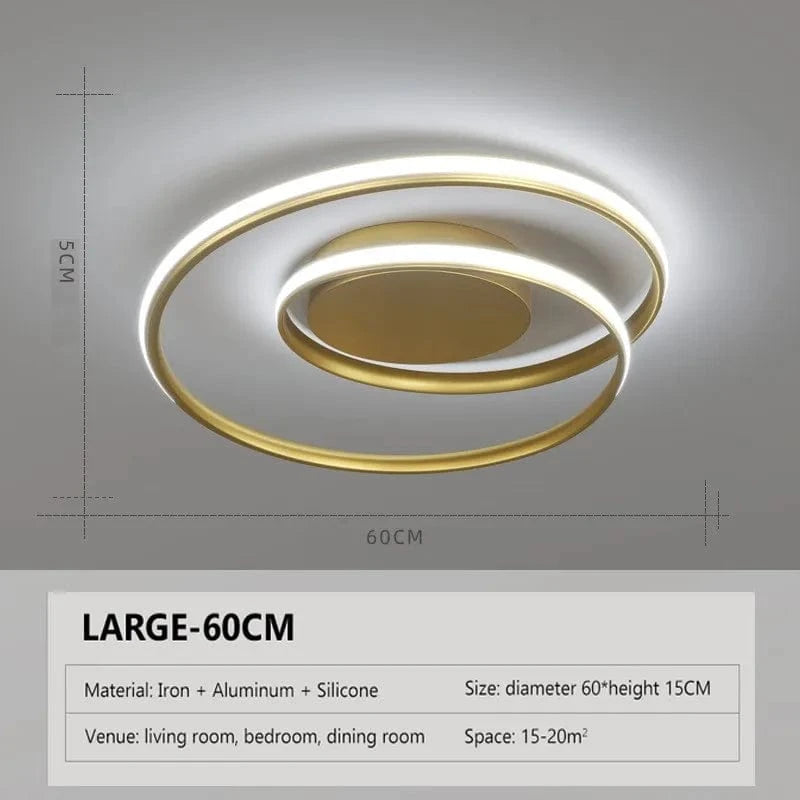 Lustre LED Noir et Blanc - Montage en Surface | Marco Lucetti Or-60CM / Lumière froide