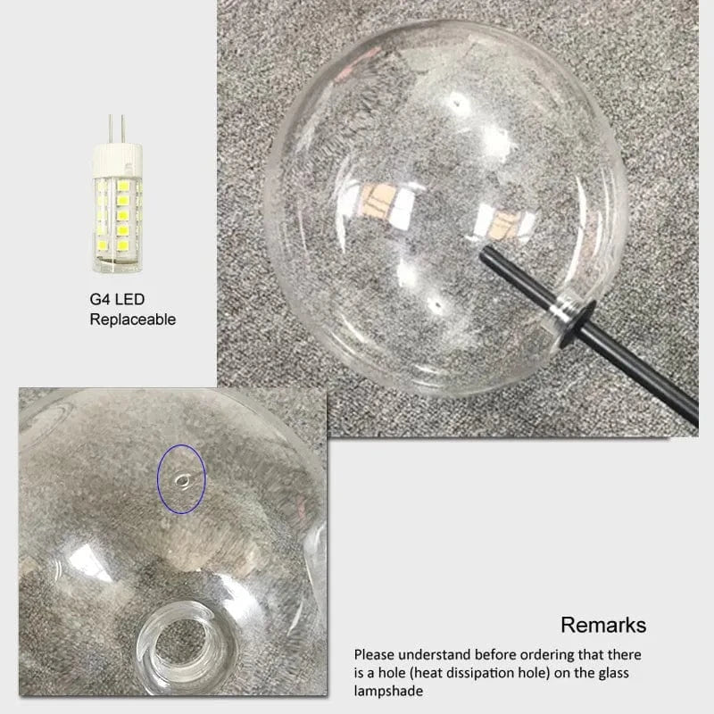 Lustre LED Noir Luxe Boule en Verre | Marco Lucetti