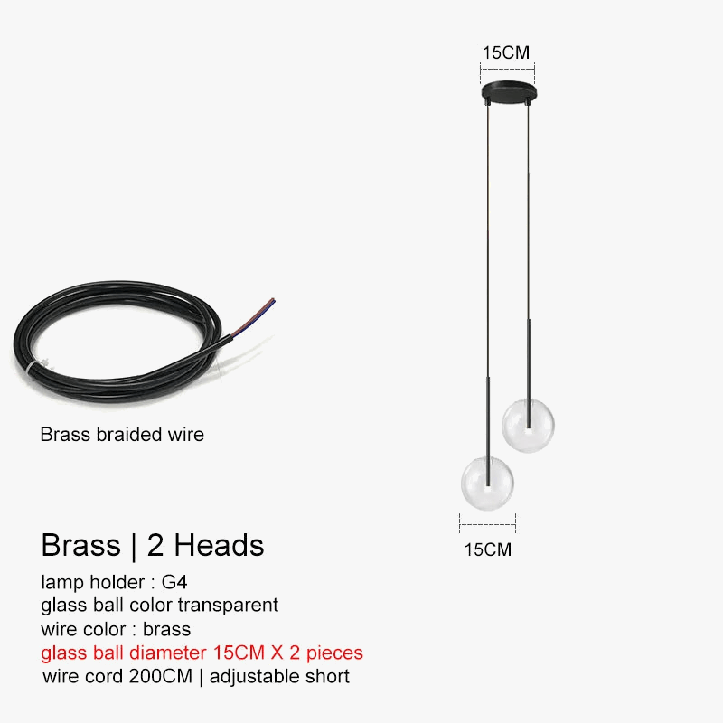 Lustre LED Noir Luxe Boule en Verre | Marco Lucetti