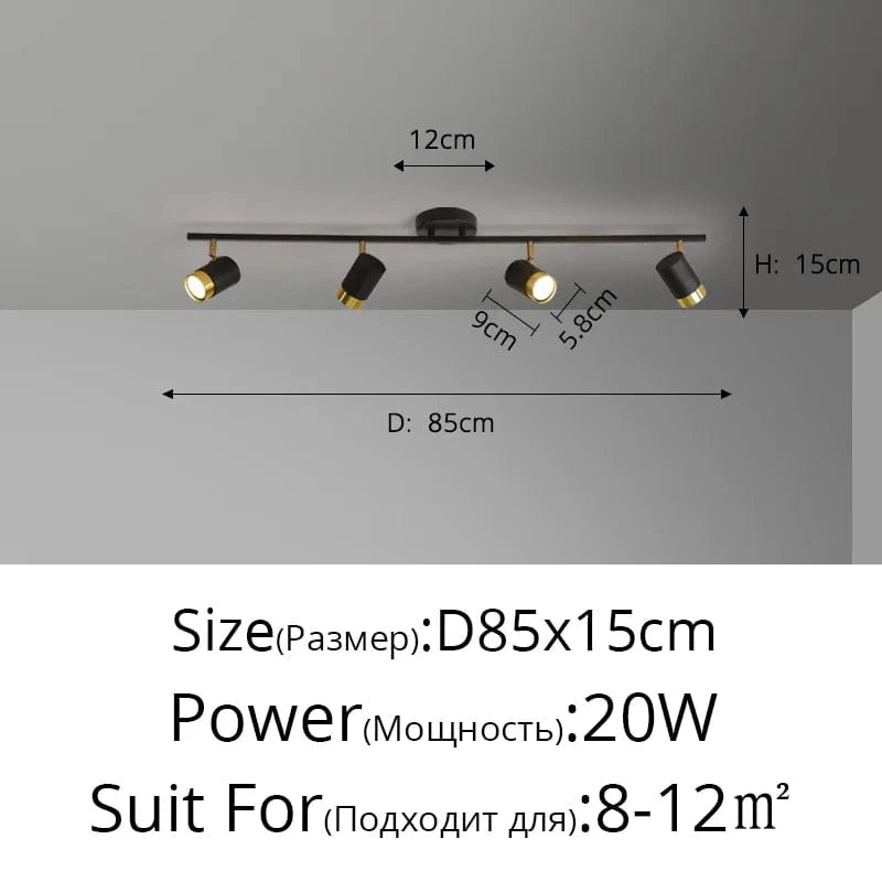 Lustre LED Noir Moderne | Marco Lucetti 4 têtes 1 / Blanc chaud Pas de télécommande