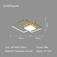 Lustre LED Noir/Or - Élégance Moderne pour Décoration Intérieure | Marco Lucetti Carré Doré D45cm / Blanc chaud