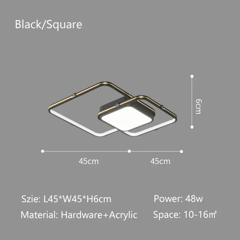 Lustre LED Noir/Or - Élégance Moderne pour Décoration Intérieure | Marco Lucetti Carré Noir D45cm / Blanc chaud