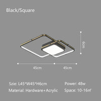 Lustre LED Noir/Or - Élégance Moderne pour Décoration Intérieure | Marco Lucetti Carré Noir D45cm / Blanc chaud