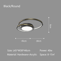 Lustre LED Noir/Or - Élégance Moderne pour Décoration Intérieure | Marco Lucetti Noir D45cm Rond / Blanc chaud