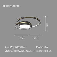 Lustre LED Noir/Or - Élégance Moderne pour Décoration Intérieure | Marco Lucetti Noir D55cm Rond / Blanc chaud