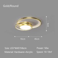 Lustre LED Noir/Or - Élégance Moderne pour Décoration Intérieure | Marco Lucetti Or D55cm Rond / Blanc chaud
