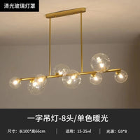 Lustre LED Nordik en Boule de Verre - Éclairage Industriel Moderne | Marco Lucetti Doré clair 8 têtes / Blanc froid