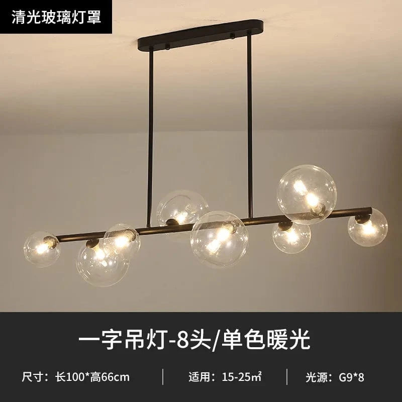 Lustre LED Nordik en Boule de Verre - Éclairage Industriel Moderne | Marco Lucetti Noir-clair 8 têtes / Blanc froid