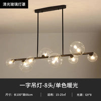 Lustre LED Nordik en Boule de Verre - Éclairage Industriel Moderne | Marco Lucetti Noir-clair 8 têtes / Blanc froid