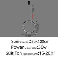 Lustre LED Nordikø™ Minimaliste Pour un Éclairage Intérieur Suspendu | Marco Lucetti Noir 50cm / Blanc froid, pas de télécommande