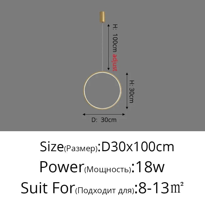 Lustre LED Nordikø™ Minimaliste Pour un Éclairage Intérieur Suspendu | Marco Lucetti Or 30cm / Blanc froid, pas de télécommande