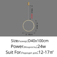 Lustre LED Nordikø™ Minimaliste Pour un Éclairage Intérieur Suspendu | Marco Lucetti Or 40cm / Blanc chaud Pas de télécommande