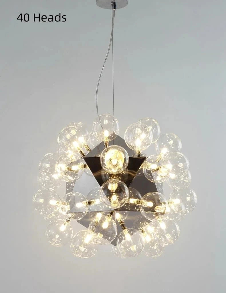 Lustre LED nordique à bulles de verre créatif pour intérieur. | Marco Lucetti 40 têtes / Lumière 3 couleurs