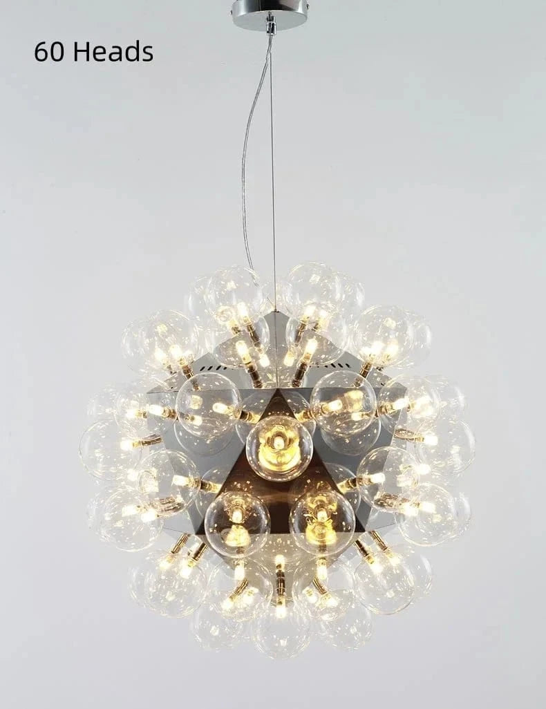 Lustre LED nordique à bulles de verre créatif pour intérieur. | Marco Lucetti 60 têtes / Lumière 3 couleurs
