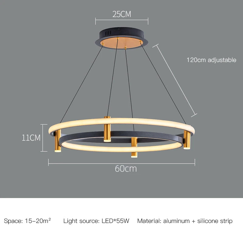 Lustre LED Nordique en Forme d'Anneau - Suspension Lumineuse Décorative