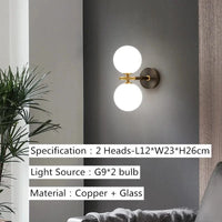 Lustre LED Nordique Élégant avec Boule en Verre Suspendue | Marco Lucetti Applique à 2 têtes. / Or / Ne pas inclure les ampoules | Blanc de lait