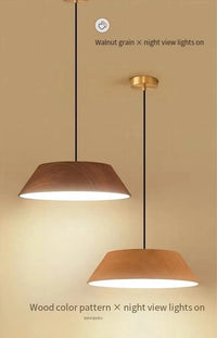 Lustre LED nordique en bois de noyer pour salle à manger et barre Wabi Sabi Art café table suspension | Marco Lucetti