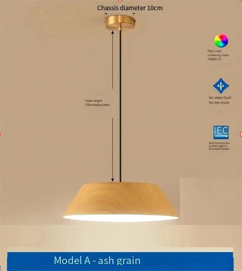 Lustre LED nordique en bois de noyer pour salle à manger et barre Wabi Sabi Art café table suspension | Marco Lucetti Grain de couleur du bois / Diamètre 30cm / Changeable