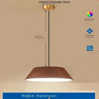 Lustre LED nordique en bois de noyer pour salle à manger et barre Wabi Sabi Art café table suspension | Marco Lucetti Grain de couleur noyer / Diamètre 40cm / Changeable