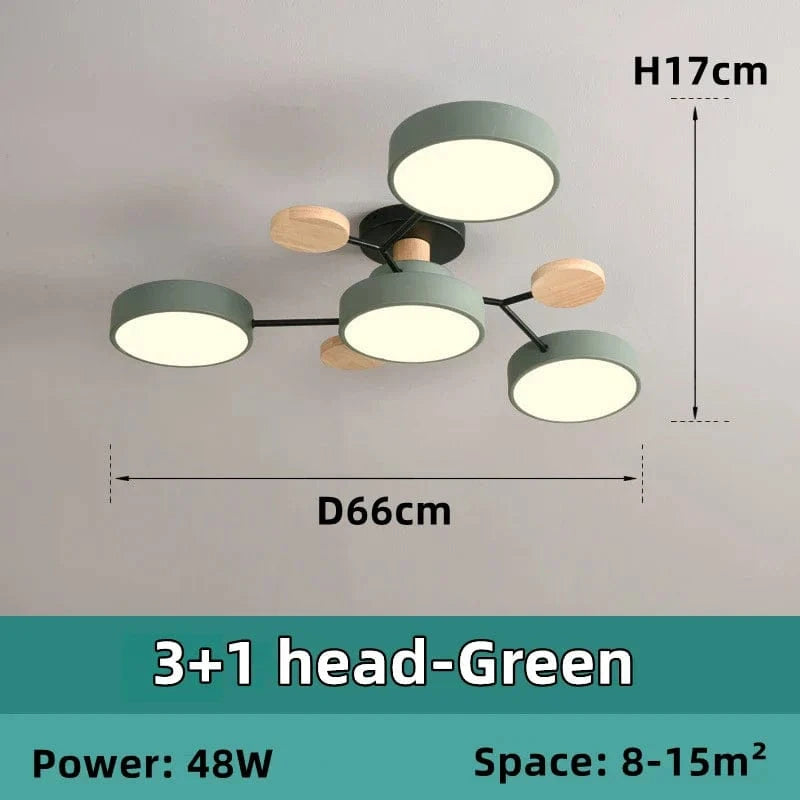 Lustre LED Nordique en Bois - Éclairage Intérieur Minimaliste | Marco Lucetti 3-1 tête-vert / Blanc froid 6000k