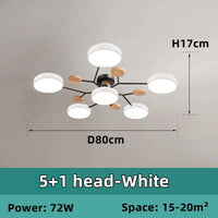 Lustre LED Nordique en Bois - Éclairage Intérieur Minimaliste | Marco Lucetti 5-1 tête-Blanc / Blanc chaud 3000k