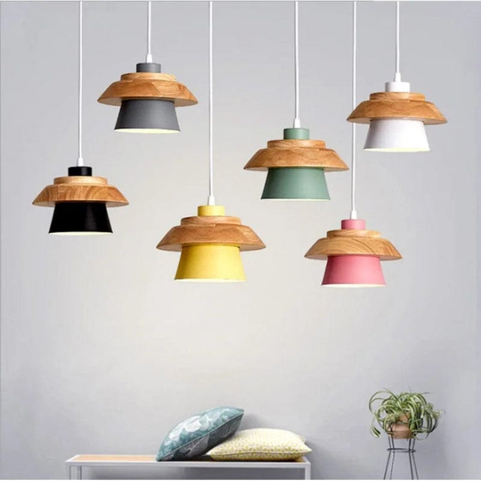 Lustre LED Nordique en bois Macaron pour couloir et entrée de restaurant | Marco Lucetti