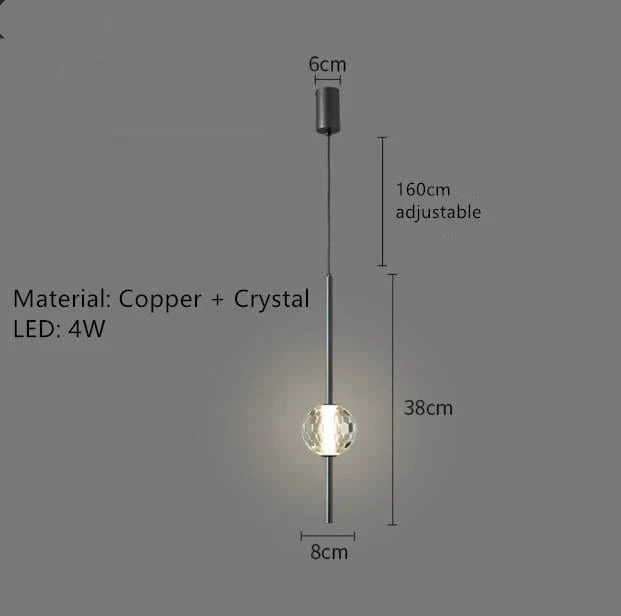 Lustre LED nordique en cuivre, design minimaliste et réglable en hauteur | Marco Lucetti A noir / 3 modifiables