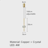 Lustre LED nordique en cuivre, design minimaliste et réglable en hauteur | Marco Lucetti A-Or-1 / 3 modifiables
