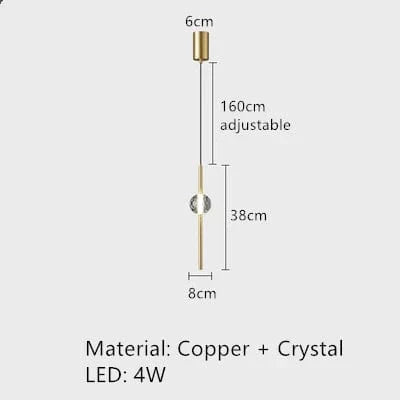 Lustre LED nordique en cuivre, design minimaliste et réglable en hauteur | Marco Lucetti A-Or-2 / 3 modifiables