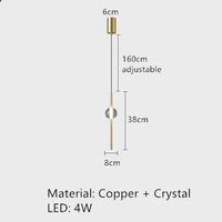 Lustre LED nordique en cuivre, design minimaliste et réglable en hauteur | Marco Lucetti A-Or-2 / 3 modifiables