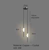 Lustre LED nordique en cuivre, design minimaliste et réglable en hauteur | Marco Lucetti B-Noir / 3 modifiables