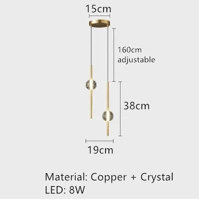 Lustre LED nordique en cuivre, design minimaliste et réglable en hauteur | Marco Lucetti B-Or / 3 modifiables